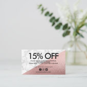 Roos Gold Elegant marmer Korting Hartelijk dank Visitekaartje (Staand voorkant)