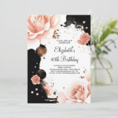 Roos Gold Elegant Meisje Digitaal 40e Verjaardag Kaart (Staand voorkant)