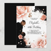 Roos Gold Elegant Meisje Digitaal 40e Verjaardag Kaart (Voorkant / Achterkant)