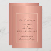 Roos Gold Elegant minimalist met roze rand Kaart (Voorkant / Achterkant)