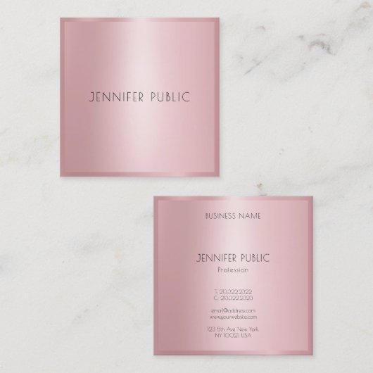 Roos Gold Elegant Modern Minimalistisch Profession Vierkante Visitekaartje (Voorkant / Achterkant)