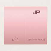 Roos Gold Elegant Modern Simple Monogram Sjabloon Visitekaartje (Buitenkant ongevouwen)