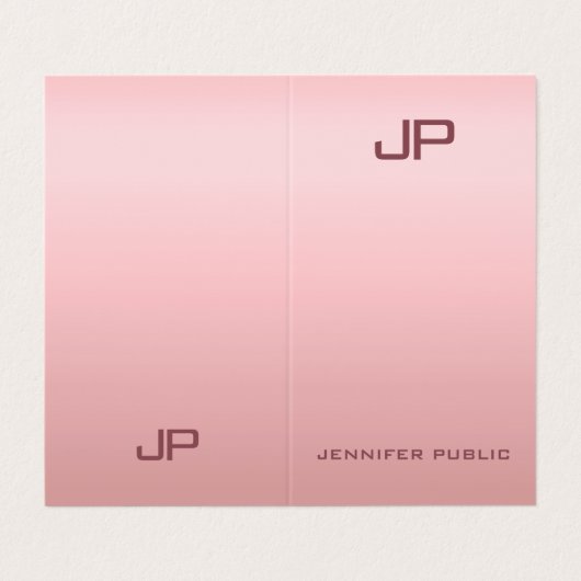 Roos Gold Elegant Modern Simple Monogram Sjabloon Visitekaartje (Buitenkant ongevouwen)