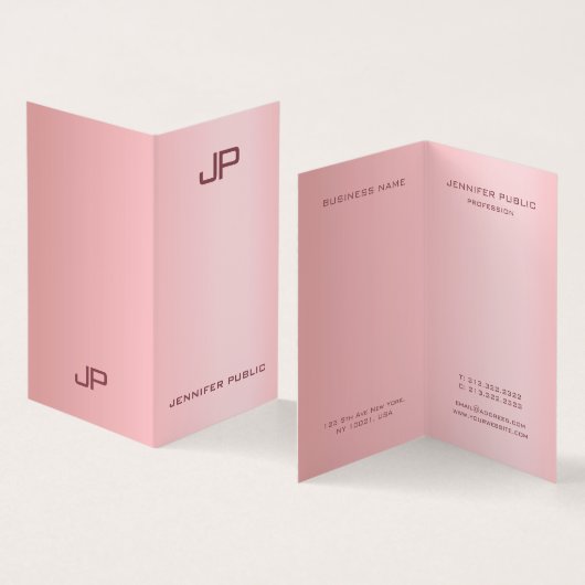 Roos Gold Elegant Modern Simple Monogram Sjabloon Visitekaartje (Binnen en buitenkant)