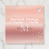 Roos Gold Elegant Monogram Gift Passover Bedankjes Labels (Achterkant)