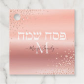 Roos Gold Elegant Monogram Gift Passover Bedankjes Labels (Voorkant)