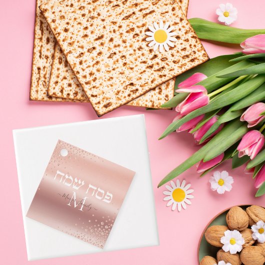 Roos Gold Elegant Monogram Gift Passover Bedankjes Labels