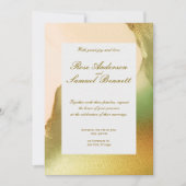 Roos Gold Elegant Monogram Huwelijksuitnodiging Kaart (Voorkant)