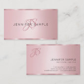 Roos Gold Elegant Monogram Matig Eenvoudig Visitekaartje (Voorkant / Achterkant)