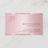 Roos Gold Elegant Monogram Matig Eenvoudig Visitekaartje (Achterkant)