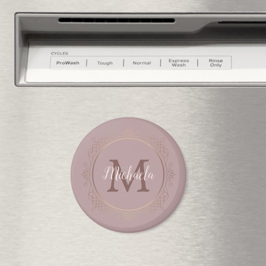 Roos Gold Elegant Monogram Sjabloon Groot Magneet (Insitu (Vaatwasser))