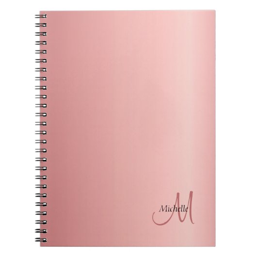 Roos Gold Elegant Monogram Sjabloon Moderne Notitieboek (Voorkant)