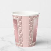Roos Gold Elegant Pink en Pearls 18e verjaardag Papieren Bekers (Rechts)