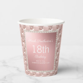 Roos Gold Elegant Pink en Pearls 18e verjaardag Papieren Bekers