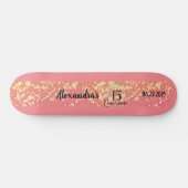 Roos Gold Elegant Quinceanera Celebration Persoonlijk Skateboard (Horizontaal)