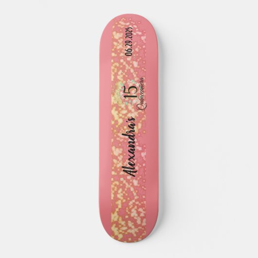 Roos Gold Elegant Quinceanera Celebration Persoonlijk Skateboard (Voorkant)