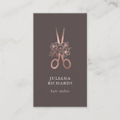 Roos Gold Elegant Scissors Hair Stylist Business C Visitekaartje (Voorkant)