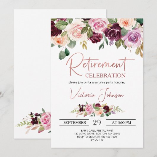 Roos Gold Elegant Script Surprise Retirement Party Kaart (Voorkant / Achterkant)