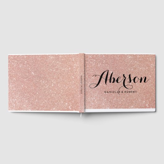 Roos Gold Elegant Script Trouwen Gastboek Gastenboek (Volledig)