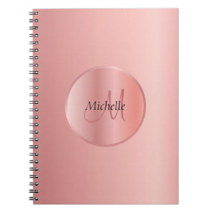 Roos Gold Elegant Sjabloon Monogrammen Notitieboek