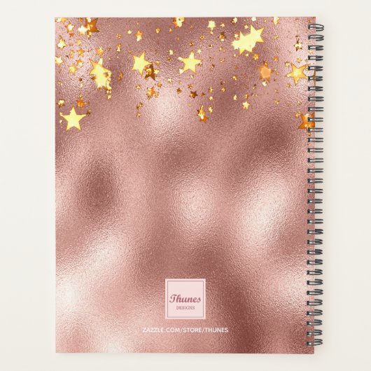 Roos Gold Elegant Stars Monogram Planner (Achterkant)