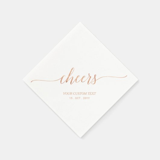Roos Gold | Elegant Stylish Lettering Cheers Event Servet (Hoek)