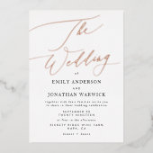 Roos Gold Elegant Traditional Calligraphy Wedding Folie Uitnodiging (Voorkant)