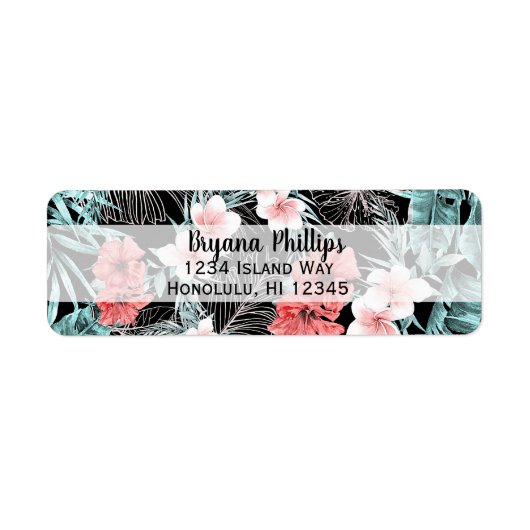 Roos Gold Elegant Tropical Botanical Luau Etiket (Voorkant)