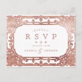 Roos Gold elegant vintage bruiloft RSVP Uitnodiging Briefkaart