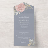 Roos Gold Elegant Waterverf Floral Roos All In One Uitnodiging (Binnen)