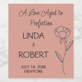 Roos Gold Elegant Wedding Wine Label Wijn Etiket