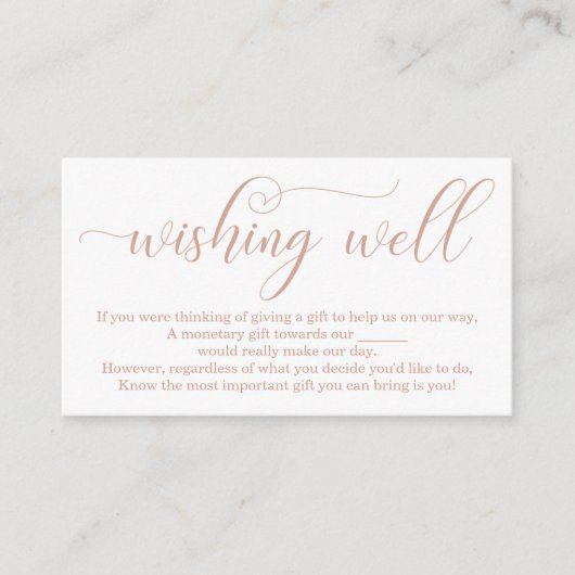 Roos Gold Elegant Wishing Well Wedding Informatiekaartje (Voorkant)