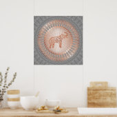 "Roos Gold Elephant Radiance" | Elephant Mandala Poster (Keuken)