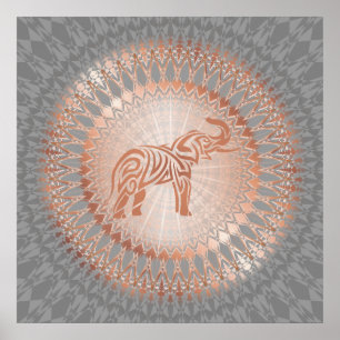 "Roos Gold Elephant Radiance"   Elephant Mandala Poster
