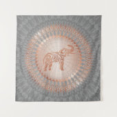 "Roos Gold Elephant Radiance" | Elephant Mandala Wandkleed (Voorkant)