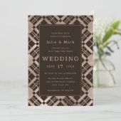 Roos Gold & elke kleur achtergrond geruite bruilof Kaart (Staand voorkant)