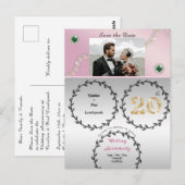 Roos Gold Emerald 20e Jubileum Save the Date Briefkaart (Voorkant / Achterkant)