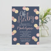 Roos Gold en Baby shower Kaart (Staand voorkant)