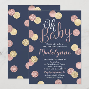 Roos Gold en Baby shower Kaart