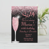 Roos Gold en Black 60e verjaardagsuitnodiging Kaart (Staand voorkant)