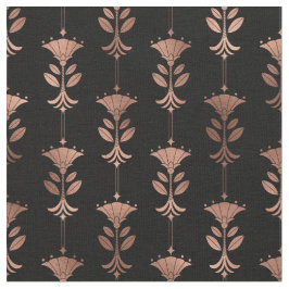 Roos Gold en Black Art Deco Abstract Floral Stof
