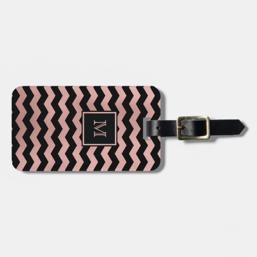 Roos Gold en Black Chevron Bagagelabel (Voorkant horizontaal)