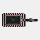 Roos Gold en Black Chevron Bagagelabel (Achterkant horizontaal)