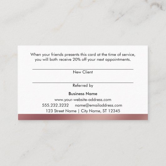 Roos Gold en Black Diagonal Stripe Referral Kaarte (Achterkant)