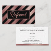 Roos Gold en Black Diagonal Stripe Referral Kaarte (Voorkant / Achterkant)