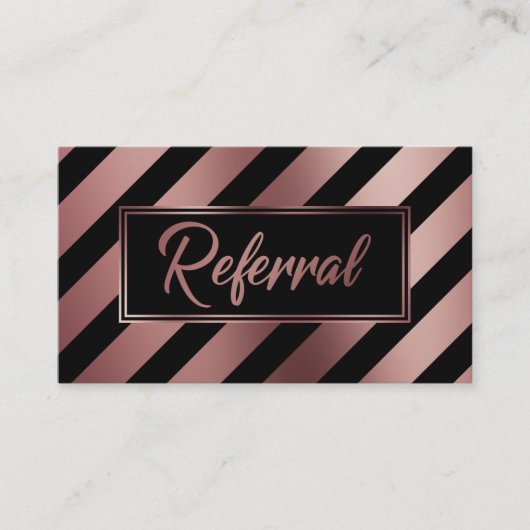 Roos Gold en Black Diagonal Stripe Referral Kaarte (Voorkant)