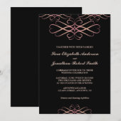 Roos Gold en Black, Elegant Flourishes Wedding Kaart (Voorkant / Achterkant)