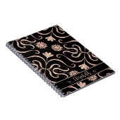 Roos Gold en Black Floral Damask Sunflower Classy Notitieboek (Rechterzijde)