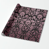 Roos Gold en Black Floral Patten Cadeaupapier (Uitgerold)