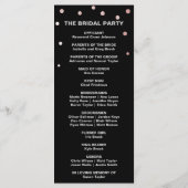 Roos Gold en Black Glam Confetti Wedding Program Programmakaart (Achterkant)